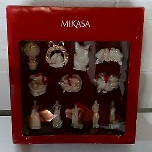 MIKASA Porcelain Twelve (12) Days of Christmas Ornaments NIB